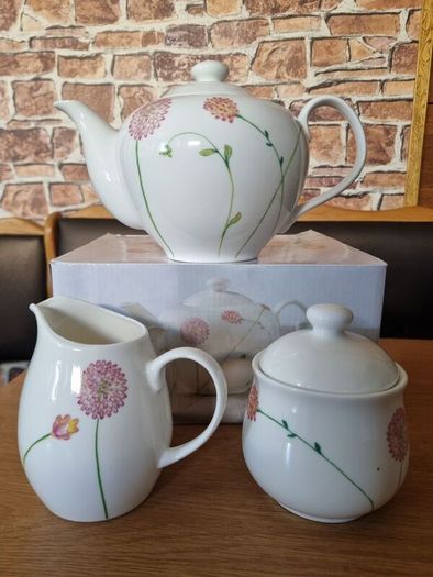 AYNSLEY Bloom Teapot Sugar Cream Set