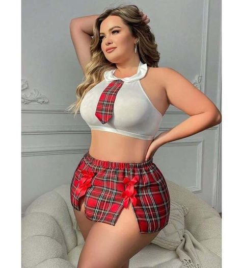 Plus Size Schoolgirl Lingerie Costume Set