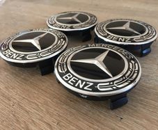 Black 75mm Mercedes wheel Caps 4pcs A1714000025