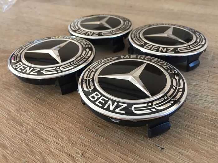 Black 75mm Mercedes wheel Caps 4pcs A1714000025