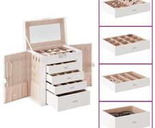 Jewellery Box 5-Layer with Mirror Lockable White