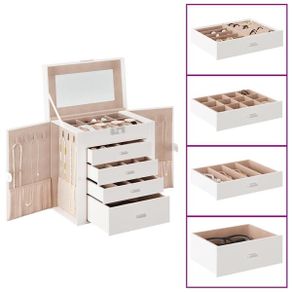 Jewellery Box 5-Layer with Mirror Lockable White