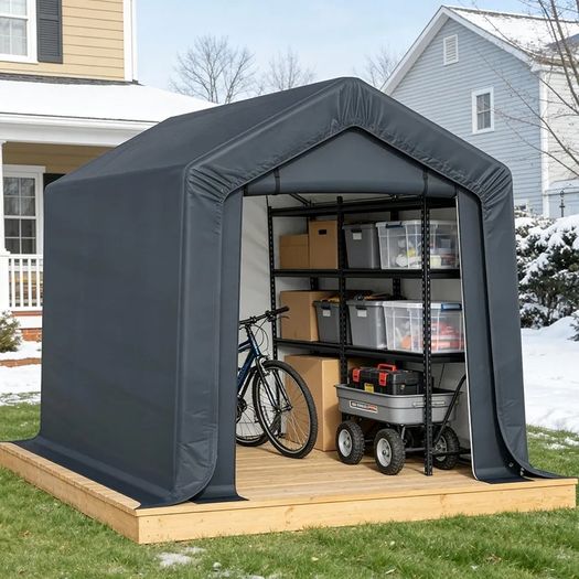 3m x 2m x 1.8m Portable Storage Tent Shed, Heavy-Duty Outdoor Shelter with Waterproof Cover and Roll-Up Zipper Door, Outdoor Garden Storage Tent for Motorcycles, Bikes and Boats