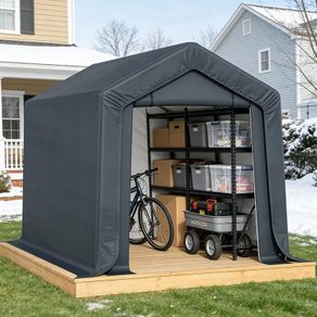 3m x 2m x 1.8m Portable Storage Tent Shed, Heavy-Duty Outdoor Shelter with Waterproof Cover and Roll-Up Zipper Door, Outdoor Garden Storage Tent for Motorcycles, Bikes and Boats