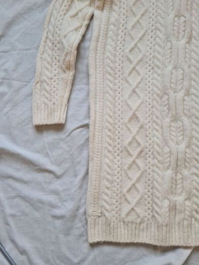 Lacoste alpaca wool Knitted long jumper Size 10 eu 38 cream in new condition