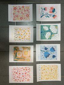 Eight Beautiful Floral City A4 Art Prints on Thick Card
