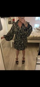BNWT plus zebra print blouson sleeve wrap dress