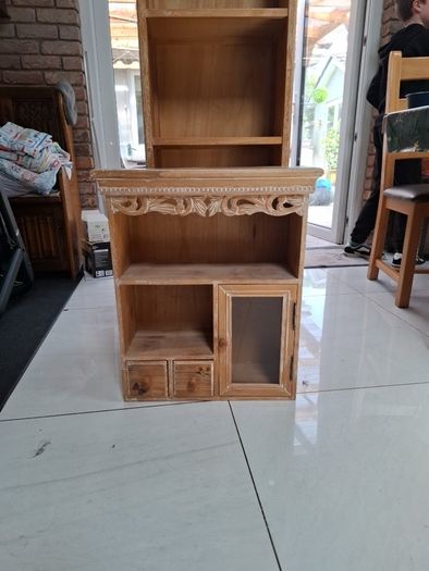 limed oak shelves and wall unit
