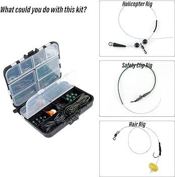 NEW SALE | 278pcs Carp Fishing Tackle Job Lot in Box Clips Hooks Quick Change Swivel Links Shrink Tubes Corn Rubbers Terminal Tackles Green Black