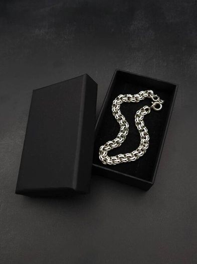 Vintage Double Rolo Interlocking Rings 800 Silver Bracelet
