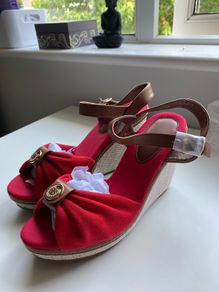 New ladies red wedges