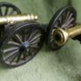 Vintage Brass and Cast Iron Cannons - Moving Wheels - Adjustable Mini Cannon - Set of 2 Image 2