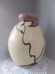 Art Deco Chameleon Hand Painted Vase