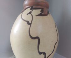 Art Deco Chameleon Hand Painted Vase