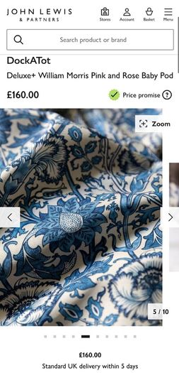 DockAtot/sleepyhead baby nest/pillow (William Morris)