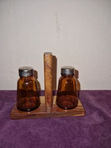 Vintage Amber glass salt and pepper shaker