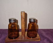Vintage Amber glass salt and pepper shaker