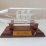 Nautical decor / Vintage glass ship in a glass bottle Spanish Galleon + 3D captain plaque Image 3