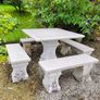 Genuine Marble Garden Table & 4 Matching Benches - High Quality Set Image 3