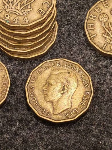 59x George VI threepence coin 1937 to 1952