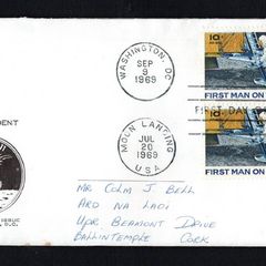 1969 USA Man's First Landing on the Moon with Washington DC and Moon Landing cancel 20th July 1969 Cancel First Day Cover as Sunday Independent Special