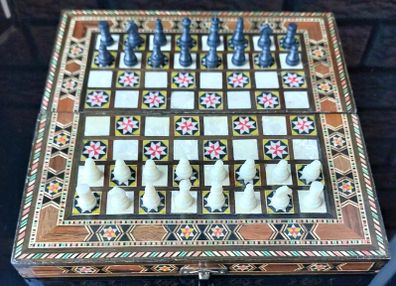Vintage Wooden Travel Chess/Draughts Set