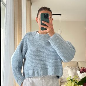 TIFFOSI pastel blue cropped fluffy jumper size S