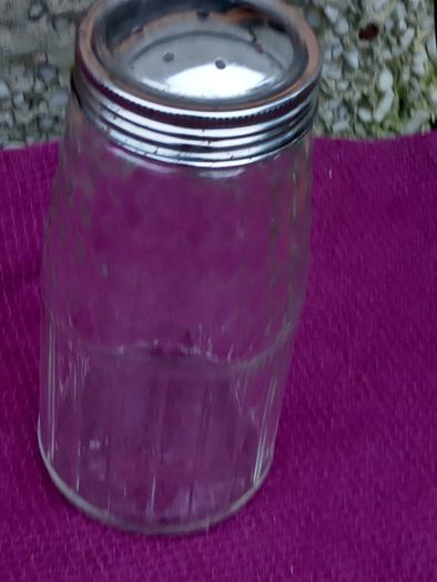 Vintage Tall Glass Shaker/Metal Lid