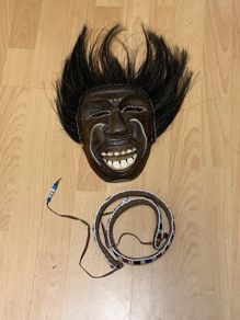 Mask and African bead belt