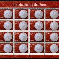 2002 Ireland Introduction of the Euro Currently Commemorative Stamp Sheetlets Plate 1A1A1A1A Mint Never Hinged (MNH)