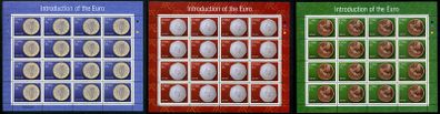2002 Ireland Introduction of the Euro Currently Commemorative Stamp Sheetlets Plate 1A1A1A1A Mint Never Hinged (MNH)