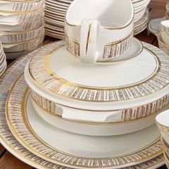Arklow Pottery Kingsway white amd gold dinner service set