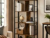 Industrial Bookshelf with 5 Shelves