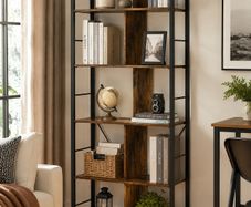 Industrial Bookshelf with 5 Shelves