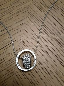 Swarovski crystals silver plated love heart in circle necklace