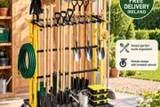 Heavy Duty Garden Tool Organiser with Wheels  Mobile Steel Storage Rack for Rakes, Shovels &amp; Long Handled Tools