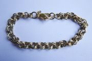 Vintage Gold Plated Monet Double Link Cable Charm Bracelet Length 7,5"