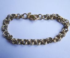 Vintage Gold Plated Monet Double Link Cable Charm Bracelet Length 7,5"