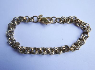 Vintage Gold Plated Monet Double Link Cable Charm Bracelet Length 7,5"