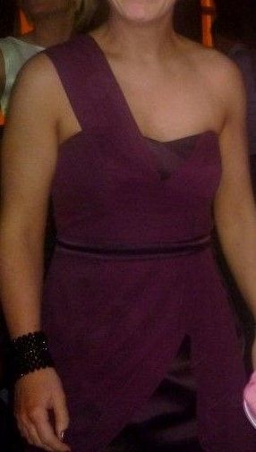 Karen Millen Aubergine Draped One Shoulder Dress