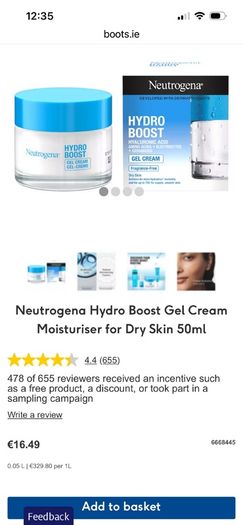 Neutrogena Hydro Boost Gel Cream with Hyaluronic Acid, Amino Acids, Electrolytes & Ceramides