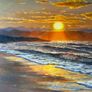 Original Oil Painting, Seascape Wall Art, Sunset Sea Large Art, Ocean Large Wall Art 60/80 Cm Image 4