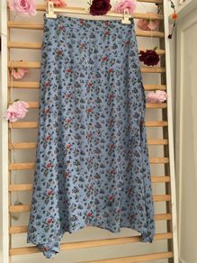 skirt Fransa asymmetrical powder blue floral skirt size small 10/12