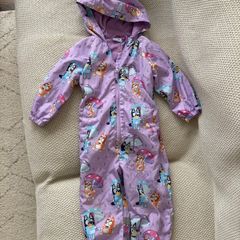 Bluey Rainy Day Print Hooded Puddlesuit (raincoat) in Purple 18-24 months