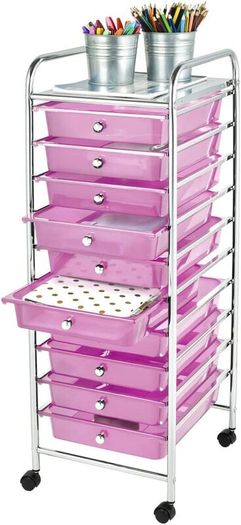 Home Storage Trolley On Wheels With 10 Drawer Storage Unit For Salon Beauty Make Up Home Office Organizer