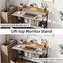 70cm Computer Desk, Home Office Desk for Home, Small Desk for Spaces, GreyOak Small Table with Monitor Stand Image 2