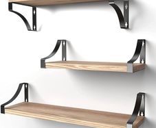FREE EXPRESS SHIPPING Floating Shelves Wall Mounted Shelf, Paulownia Wood Wall Shelves, Wooden Shelves Set of 3 for Bedroom, Bathroom, Living Room, Kitchen, Home Office, Laundry room,etc