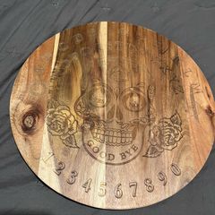 Lazy Susan Skull Ouija Board Spinning Rotating Serving Tray Wooden
