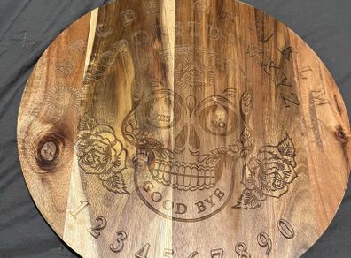 Lazy Susan Skull Ouija Board Spinning Rotating Serving Tray Wooden