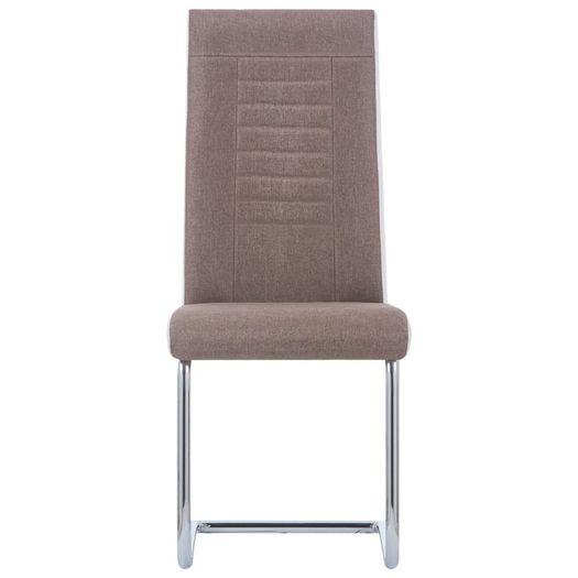 Cantilever Dining Chairs 2 pcs Brown Fabric